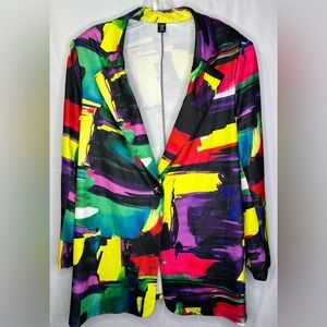 Plus size brush print blazer